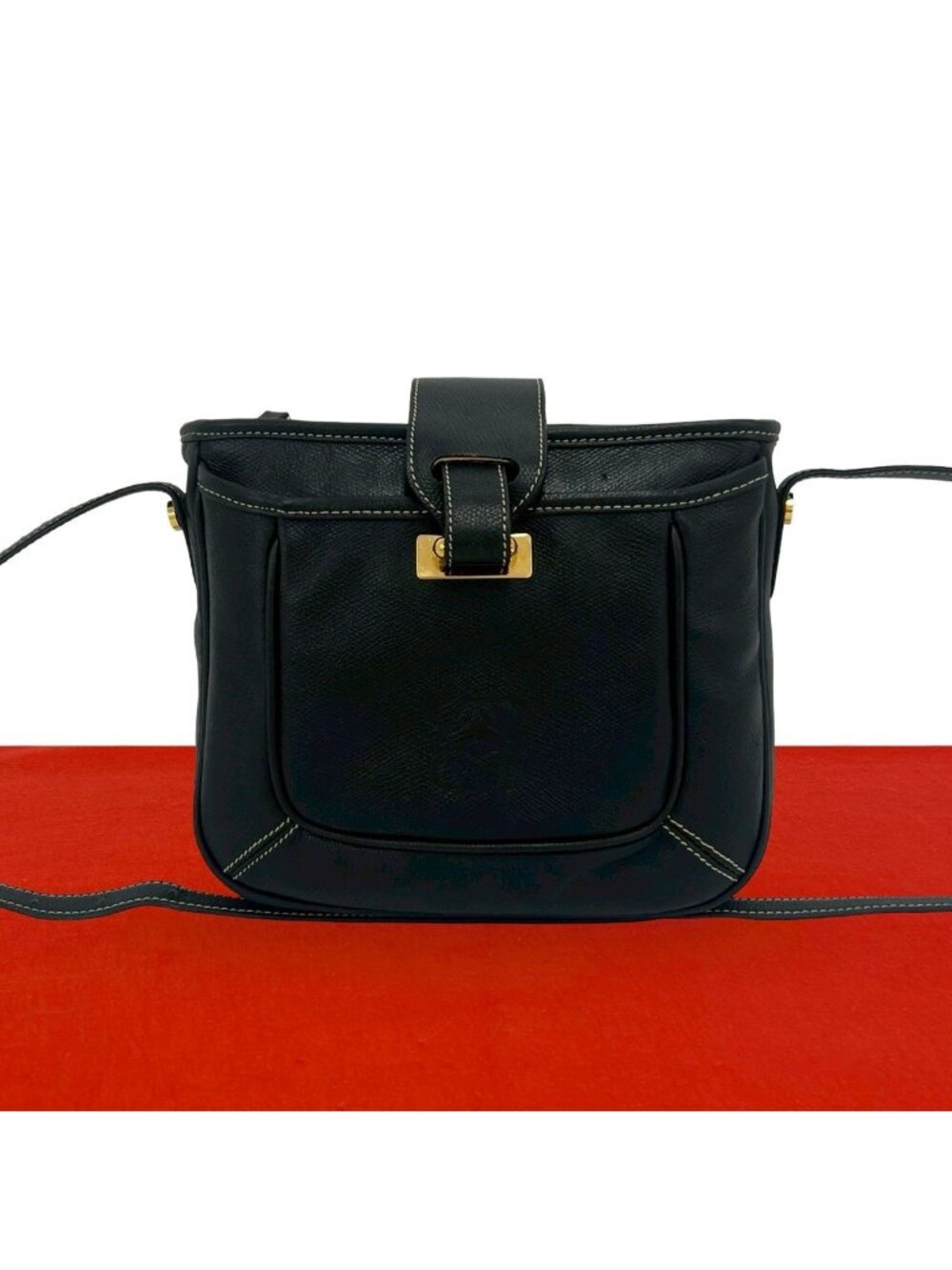 Loewe Vintage Anagram Logo Leather Shoulder Bag Mini Tote Crossbody Black